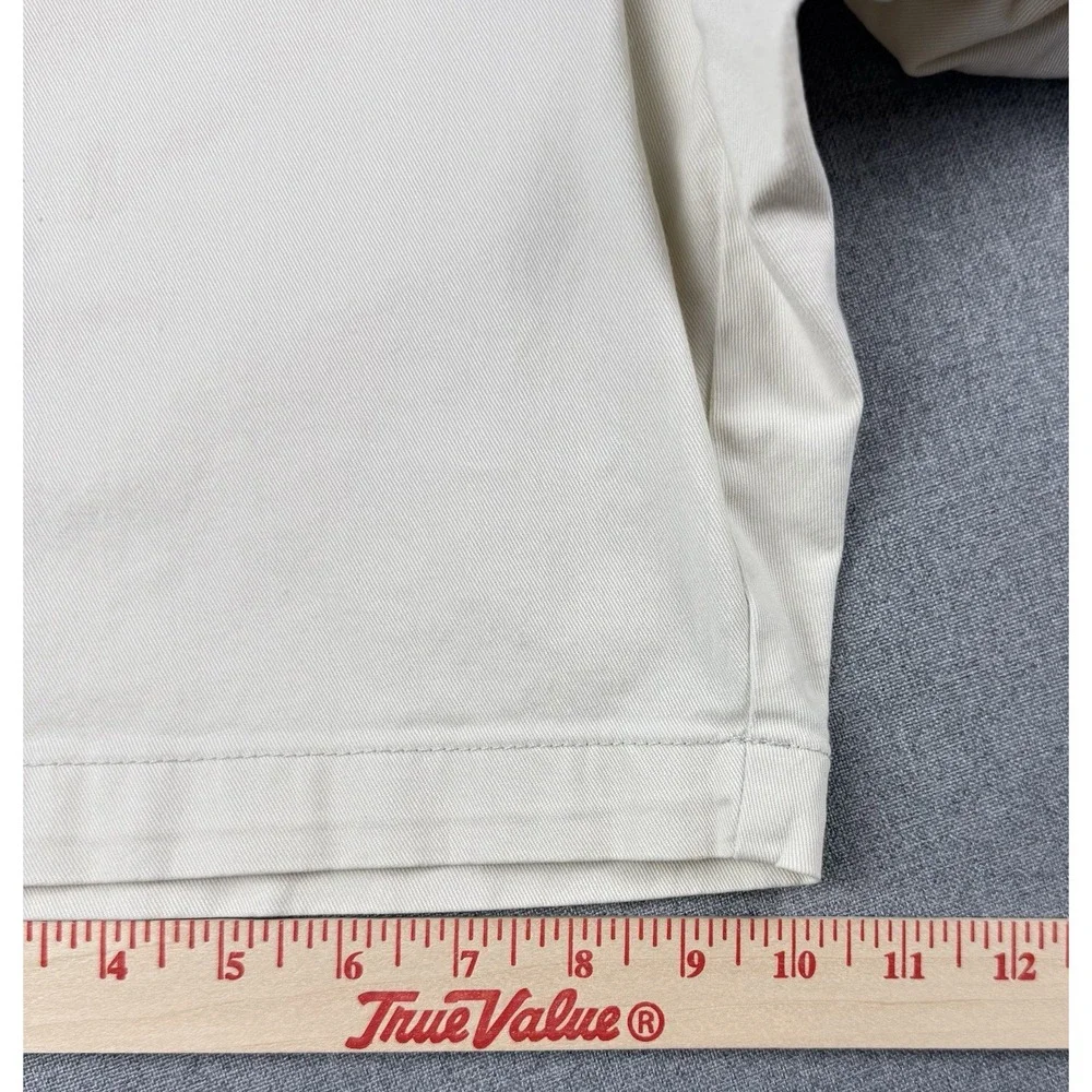 Chaps Stretch Chino Shorts Mens 32 Beige Khaki Flat Front Casual Golf Preppy
